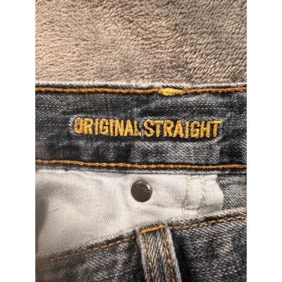 American Eagle Original Straight Jeans Mens 36x34 Blue Denim Fade - Picture 4 of 11